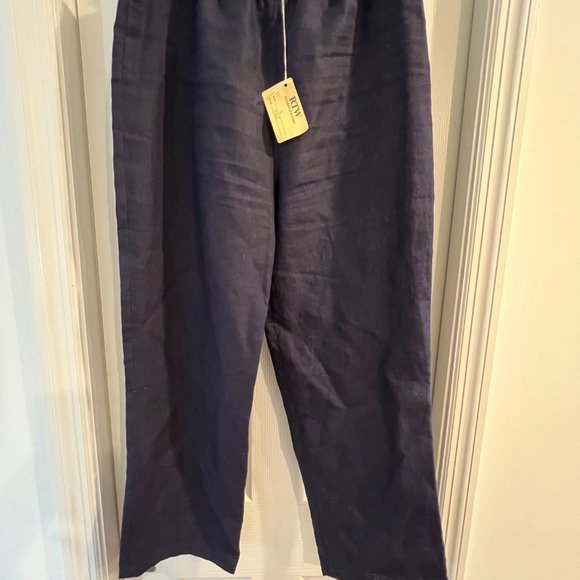 RTW Charleston Linen Navy Pants Size S - Picture 2 of 3